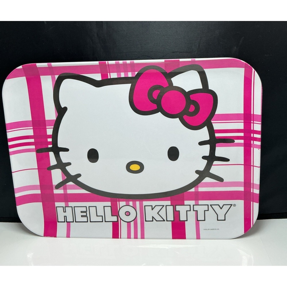 Vintage 2011 Hello Kitty Pink Plaid Zak Designs Melamine Serving Tray Sanrio